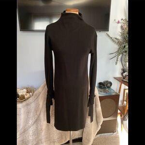 J.O.A. black knit sweater dress long sleeve funnel collar Sz S